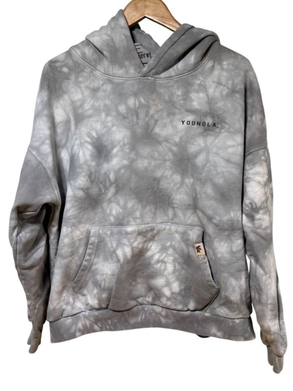 YoungLA YLA Men’s Medium Gray Tie Dye Rose Graphic Pullover Hoodie